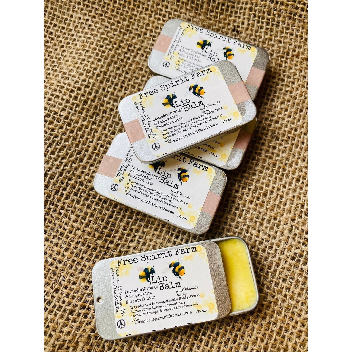 Lip Balm Tin~Lavender,Orange,Peppermint with Manuka Honey