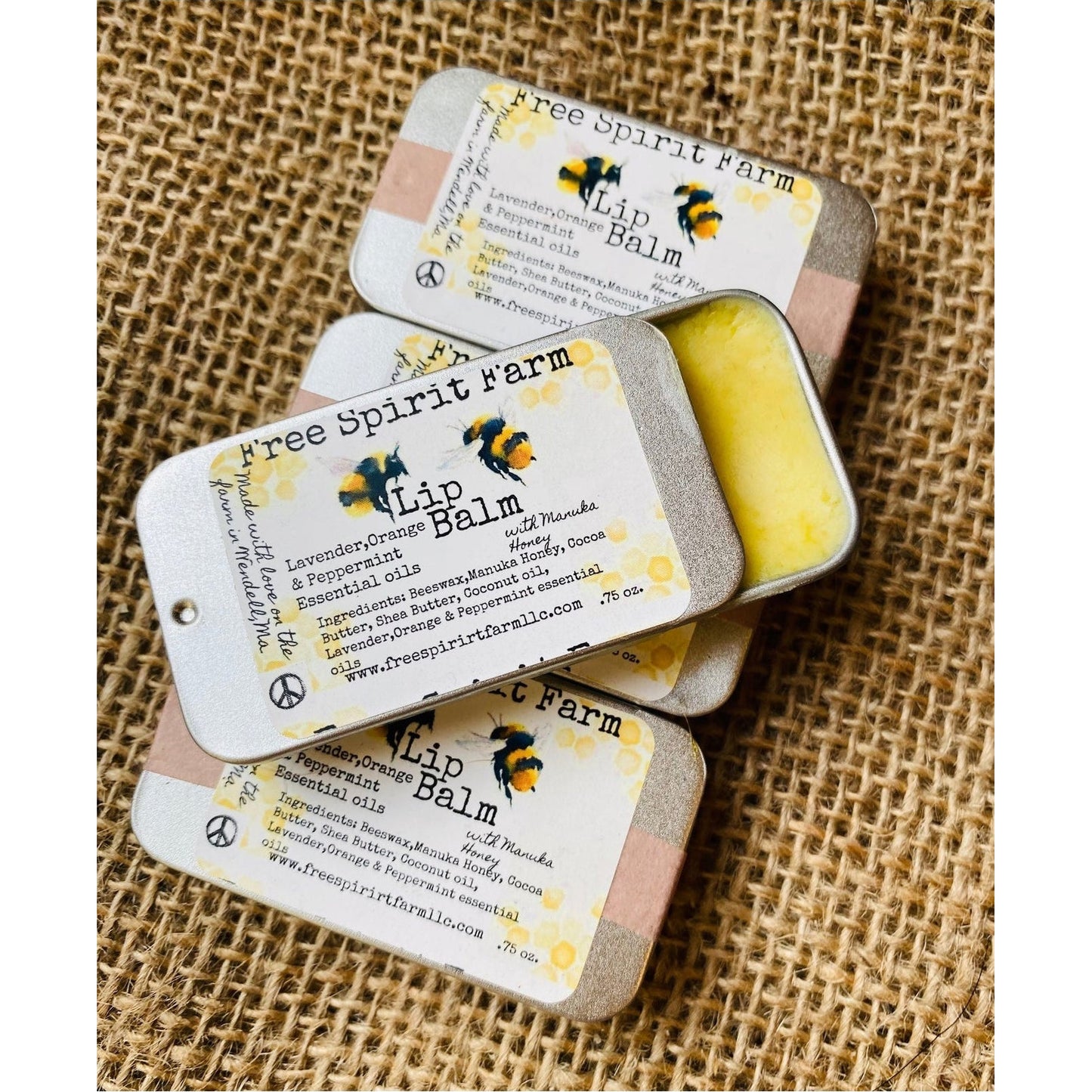 Lip Balm Tin~Lavender,Orange,Peppermint with Manuka Honey