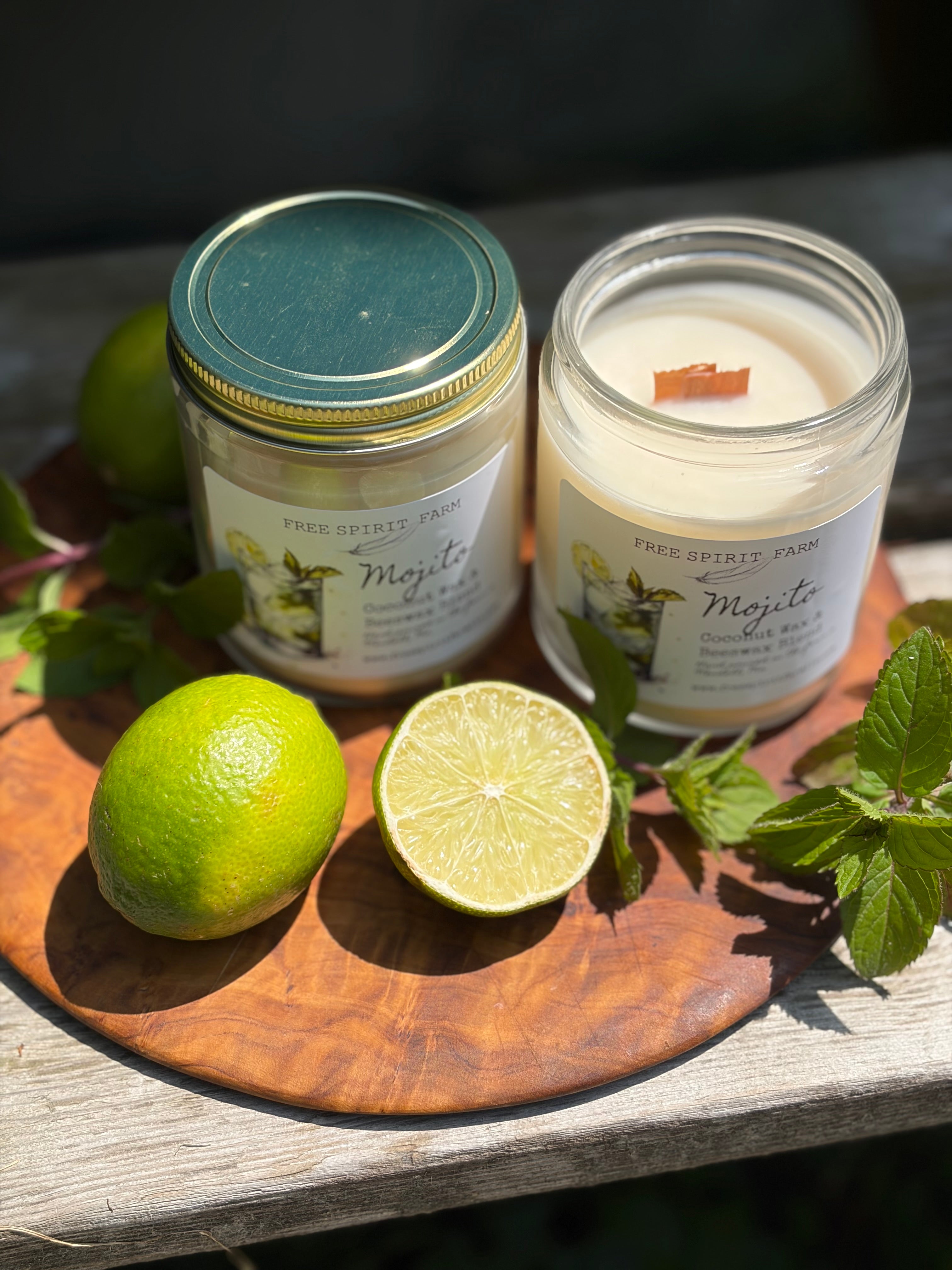 free spirit farm mojito candle display