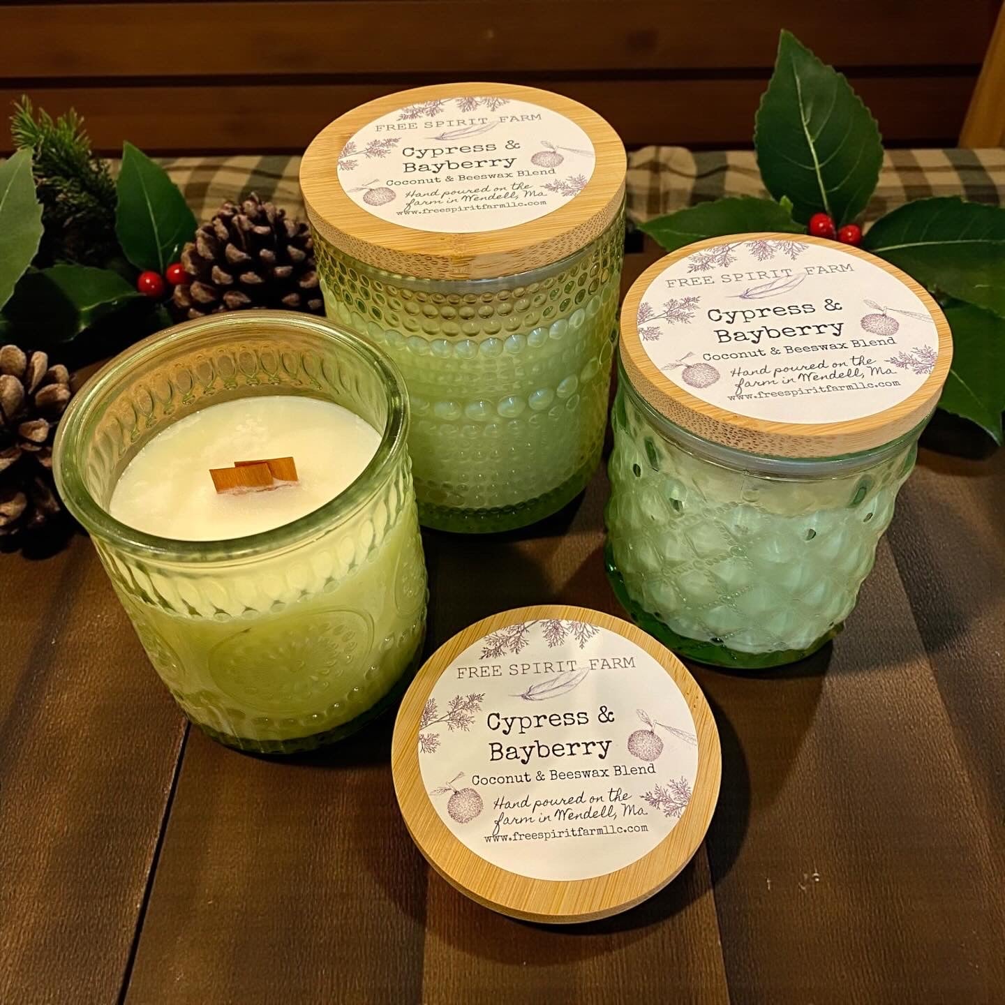 Coconut Beeswax Candle~ Cypress &amp; Bayberry