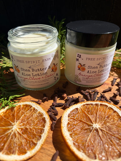 Hydrating Shea Butter &amp; Aloe Lotion-Orange, Clove &amp; Cedar