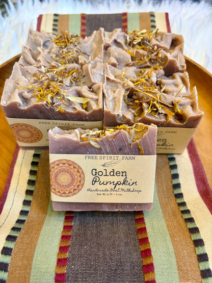 bars of handmade soap from Free Spirit Farm, labeled &