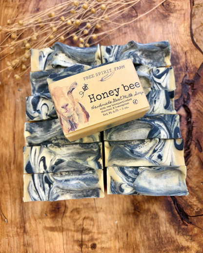 swirl-patterned goat milk  soap bars with a &