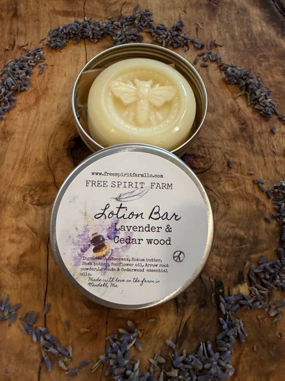 free spirit farm lavender cedarwood bees wax lotion bar n metal tin