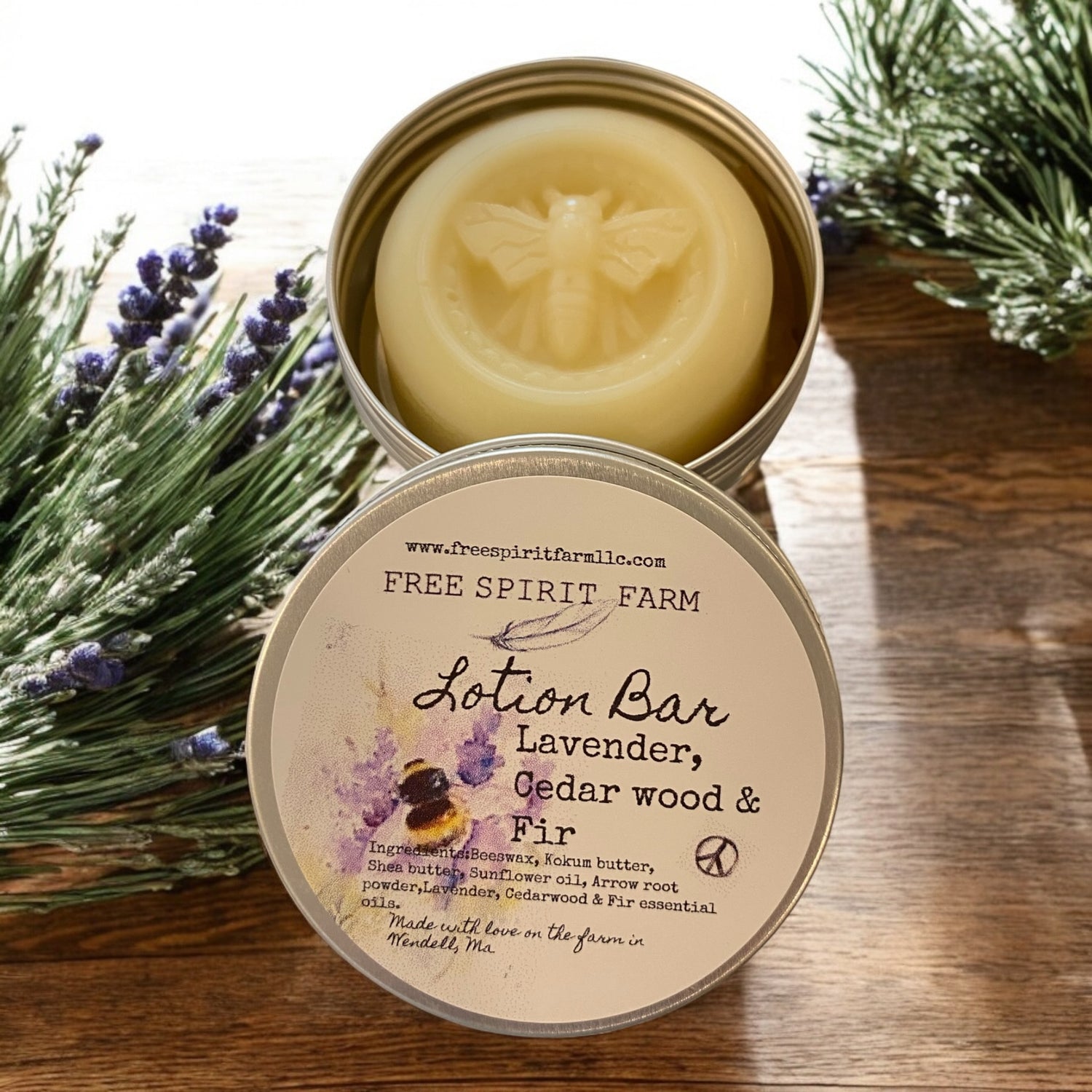 Lotion bar in a tin with &