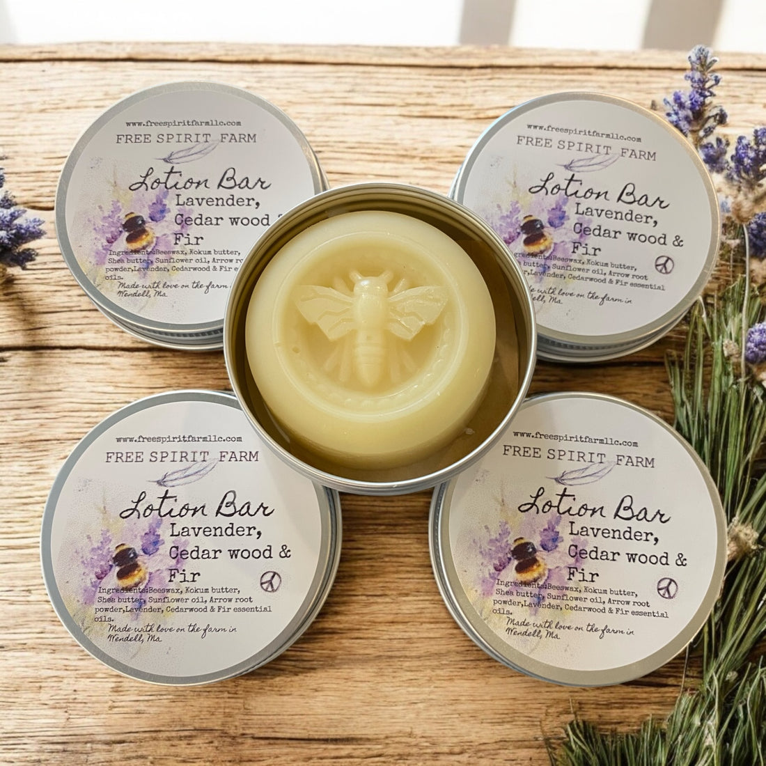 Lotion bar in a tin with &