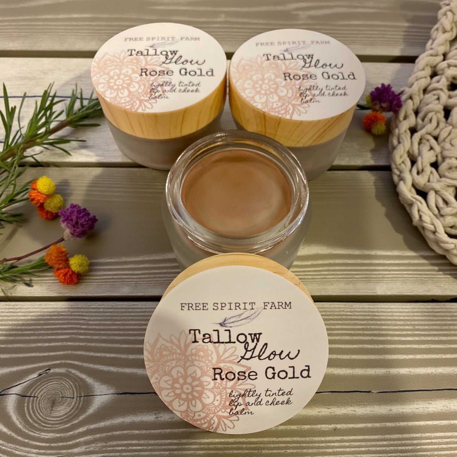 Tallow balm jars with &
