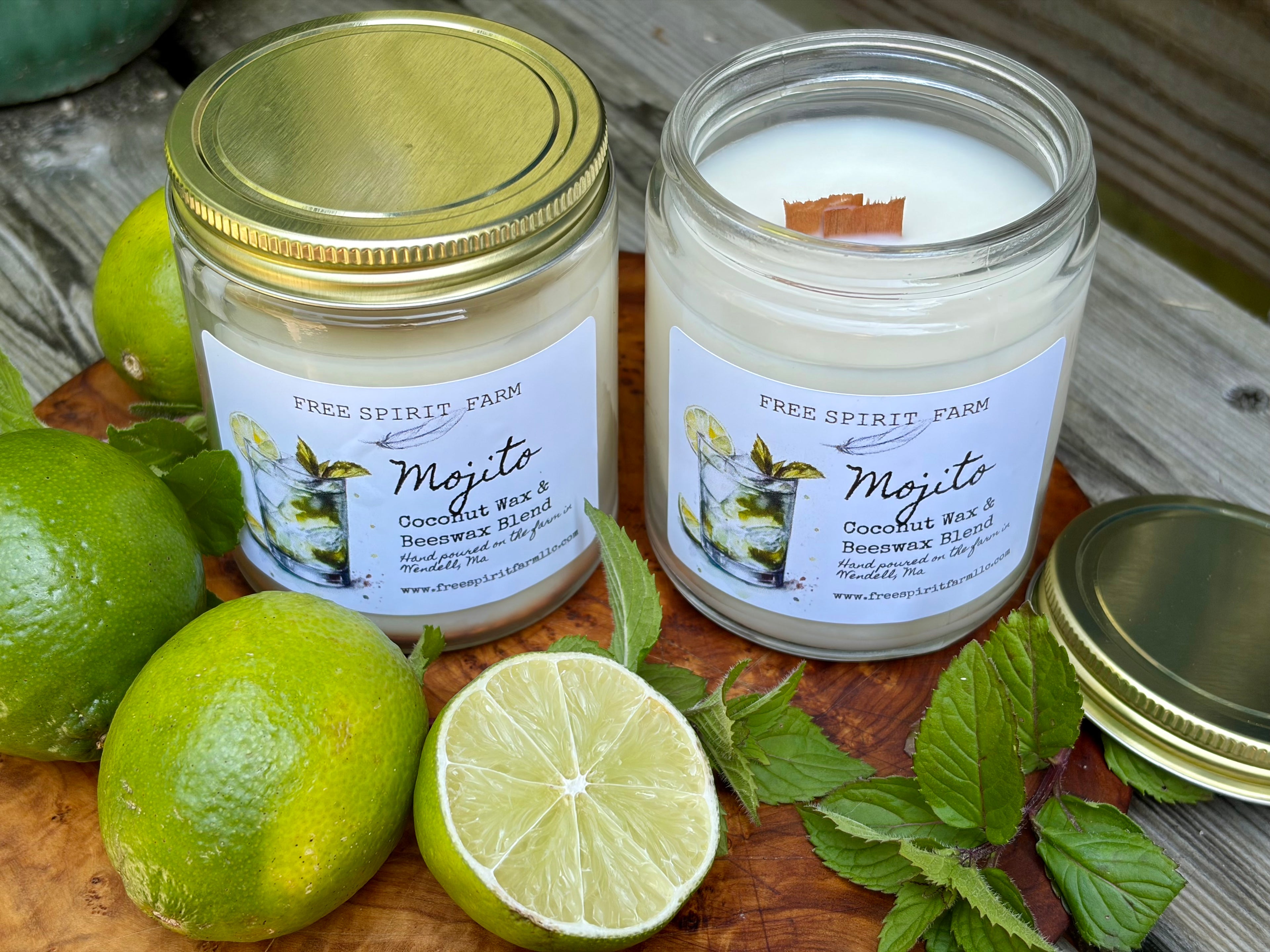 candle with limes and mint Free Spirit farm