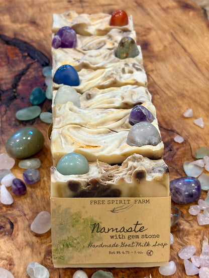 A handmade soap bar labeled &