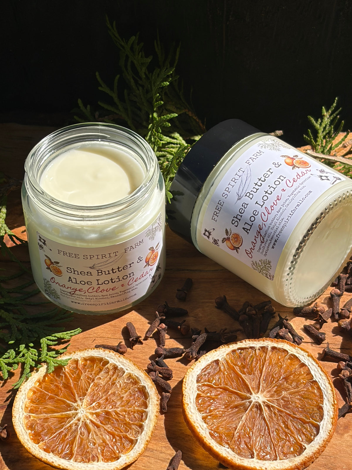 free spirit farm branded aloe and shea butter lotion