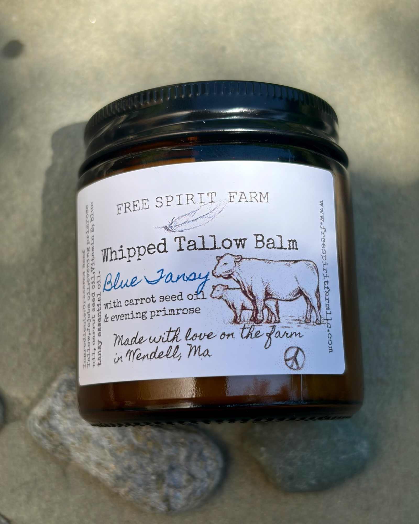 jar of free spirit farm blue tansy tallow