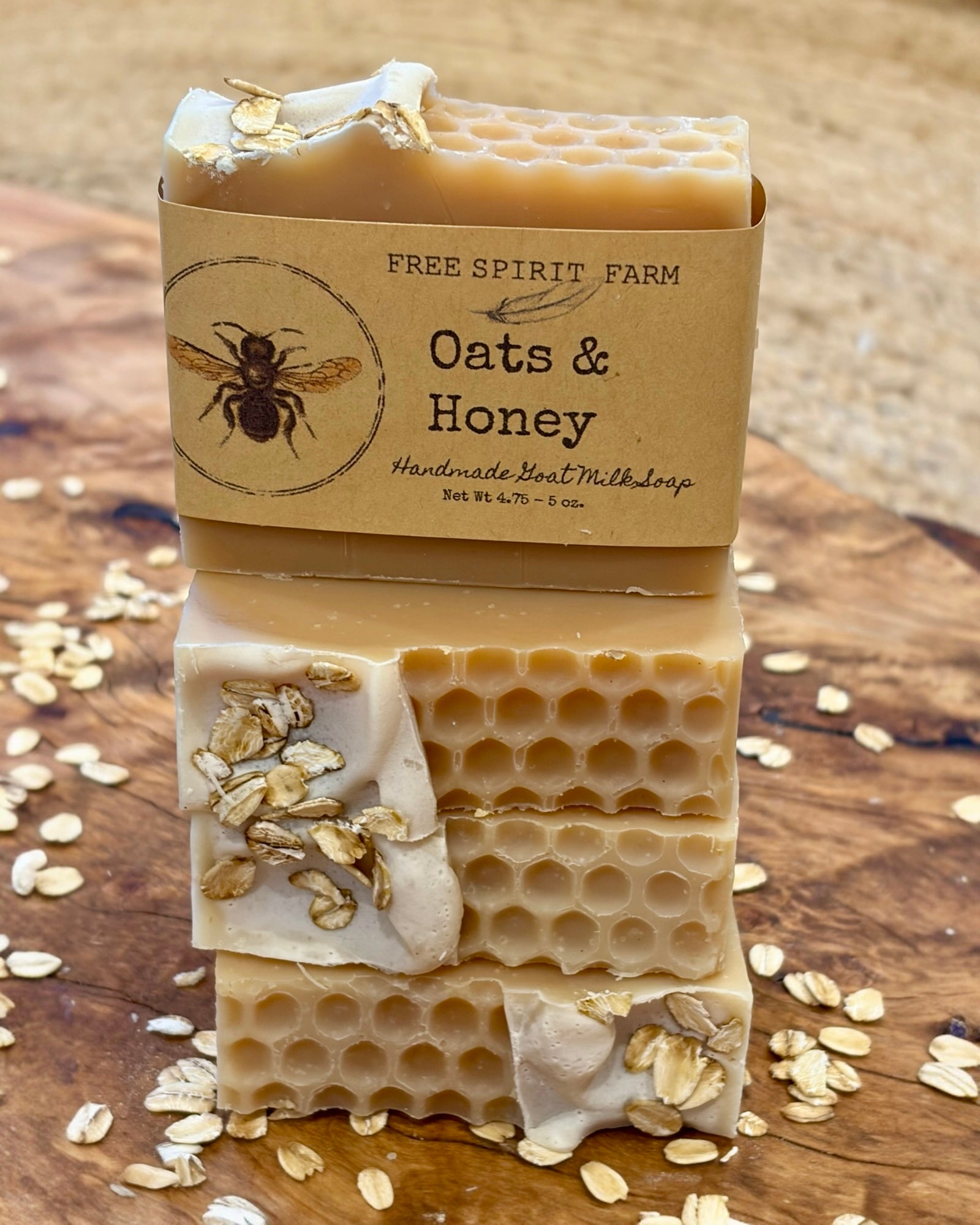 a stack of unscented goat milk soap labeled &